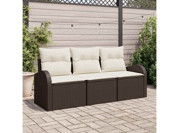 Vidaxl Conjunto De Sofá De Jardim 3 Unid. Castanho E Branco