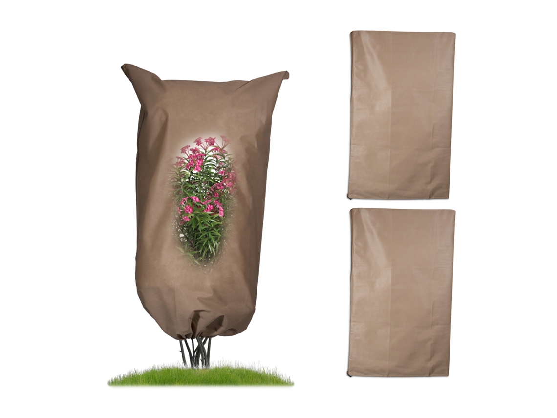 Conjunto De 3 Capas De Proteção Relaxdays, Proteção De Plantas Contra Geada, 140x80 Cm, Cobertura De Tecido, Bege