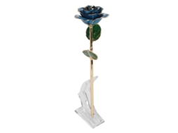 Rosa Preservada Dourada 24k para Aniversário Azul