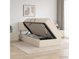 Vidaxl Cama De Armazenamento Led Com Colchão Creme 100 X 200 Cm Tecido
