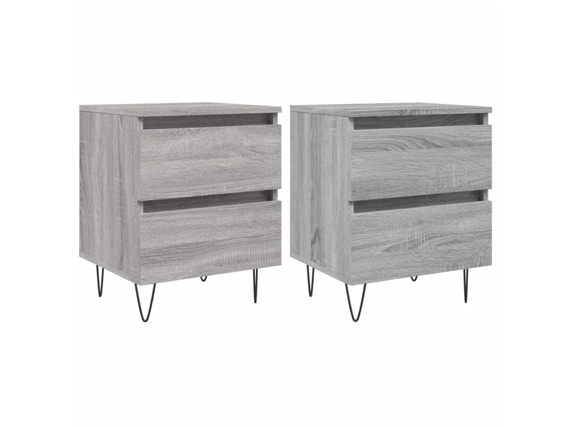 Bedside Cabinet, Bedside Cabinets Vidaxl Cinzeto Madeira Processada (n/a)