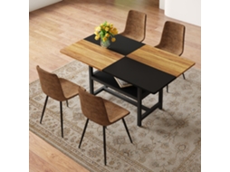 Conjunto Mesa Retangular 160cm, 4cadeiras Marrons Tecido, Armazenamento, Sala/cozinha-qq