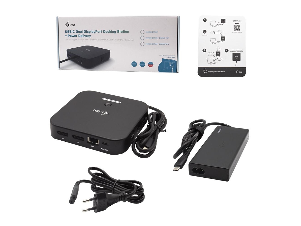 I-Tec C31Dualdpdockpd65W Base & Duplicador de Portas com Fios Usb 3.2 Gen 1 3.1 Gen 1 Type-C Preto