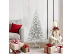 Vidaxl Árvore De Natal Com 150 Leds Com Suporte Prateado 120 Cm Pet