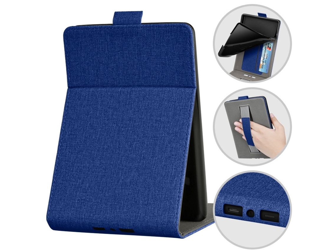 Capa Protetora Para E-reader Compatível Com Kindle (2024)/rs23cv 6 Com Suporte Dobrável Em Pu, Azul Elysve