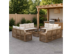 Vidaxl Conjunto De Sofá De Jardim 13 Unid. Bege E Branco Creme Vime Pe