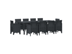 Conjunto 11 Conjunto De Jantar Para Jardim Vidaxl Antracite Polipropileno (250 X 100 X 73 Cm)