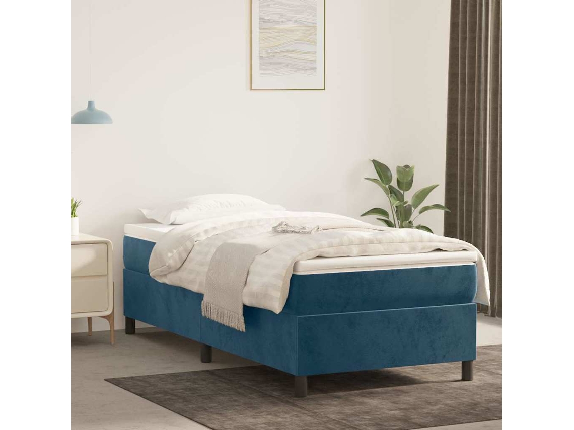 Vidaxl Estrutura De Cama Com Molas 80x200 Cm Veludo Azul-escuro