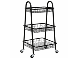 Carrinho De Armazenamento Rolamento 3 Camadas Com Rodas, Utilitário Metal Para Cozinha, Banheiro E Escritório