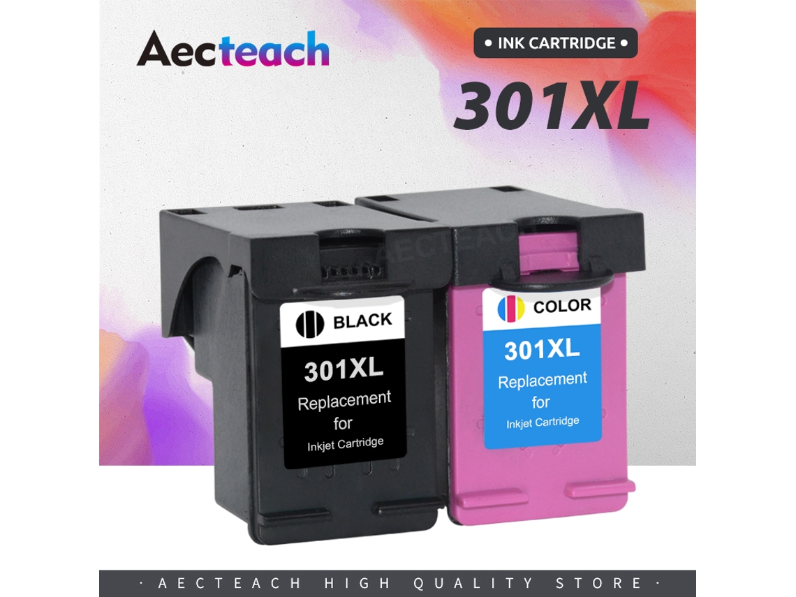2set-aecteach Cartucho De Tinta Re-fabricado Compatível Para Hp 301 301xl Tinta Deskjet 1050 2050 3050 2150 1510 2540 Impressora Completa