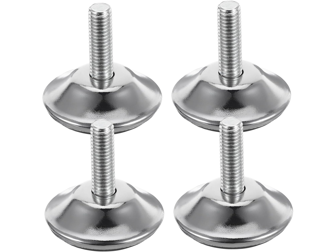 Shineofi Conjunto De 4 Pés Niveladores Mesa Ajustáveis Para Móveis, Em Aço Inoxidável Cromado, Altura Ajustável E Fácil