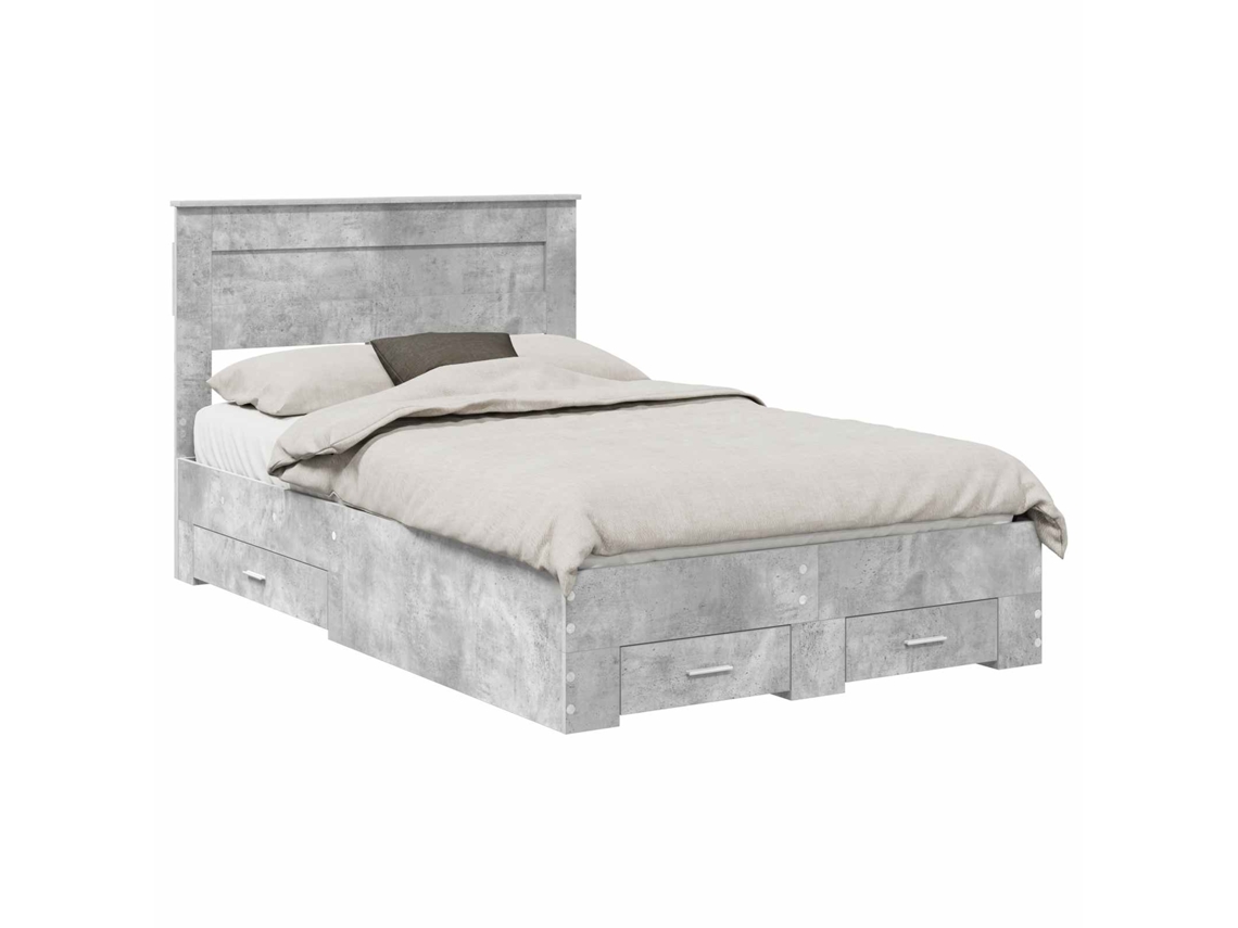 Estrutura da Cama Cinzento MAISON EXCLUSIVE em Madeira Processada 135x190 cm