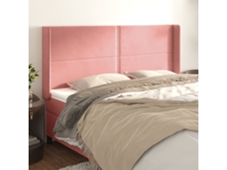 Vidaxl Cabeceira Cama C/ Abas Veludo 163x16x118/128 Cm Rosa