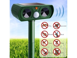 Repelente Solar Ultrassônico para Animais Selvagens com Led, Material Durável, Verde Grama | S/MARCA