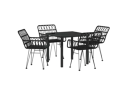 Conjunto de Jantar para Jardim 5 Pcs - Móveis de Jardim para Refeição Preto Aço Revestido a Pó HARLANV1