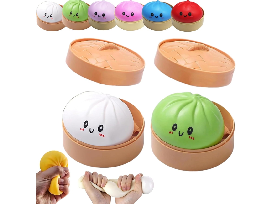 Conjunto 2 Dumplings Gigantes Macios - Brinquedo Antistress - Squishy - Bola Stress - Eva - Branco/verde