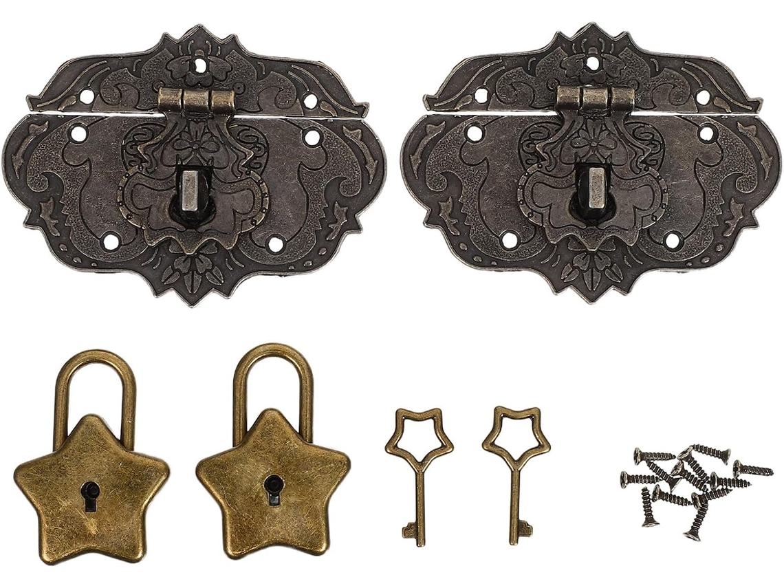 Conjunto de 2 datadores retrô de metal com estrela, decorativos para