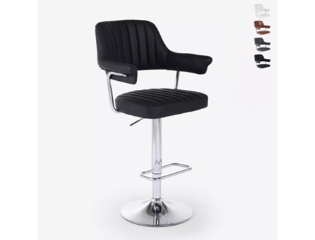 Bancada de cozinha Bar Couro sintético ajustável com braços Base cromada Tampa Superstool