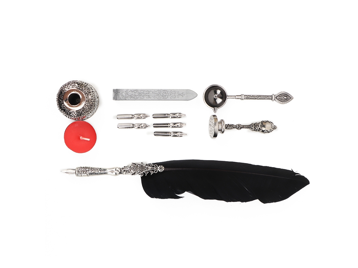 Caneta de Pena Europeia Antiga Caligrafia Decoração Doméstica Preto