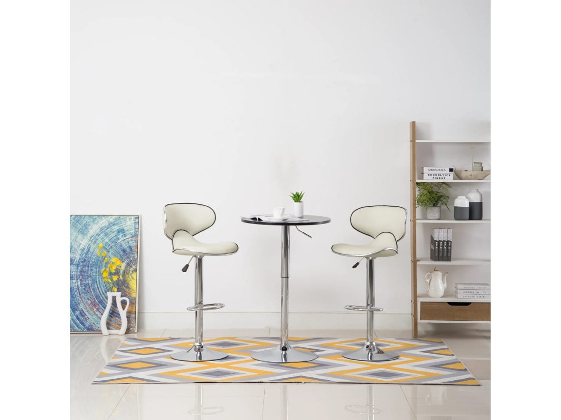 Bancos De Bar 2 Pcs Couro Artificial Cor Creme Lovely Home