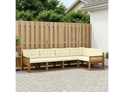 Vidaxl Conjunto De Sofás Para Exterior 5 Unid. Natural E Creme