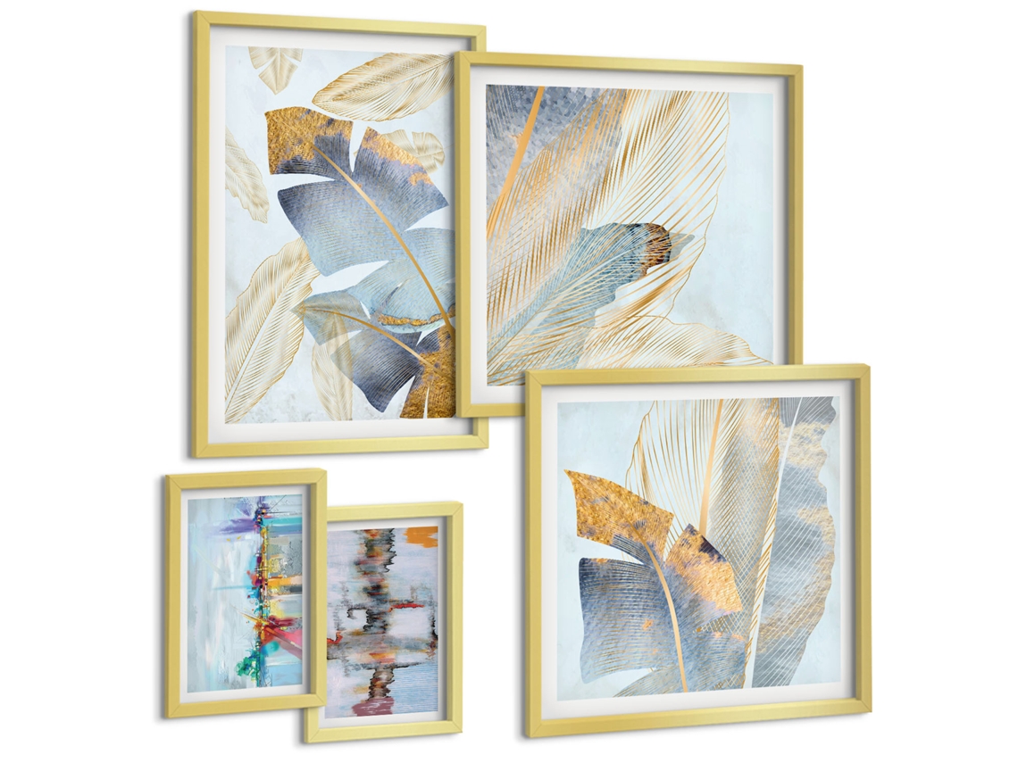 Quadros Decorativos Para Parede Beba Café Com Chantilly Moldura Dourada Pinturas De Quarto Espelharte (conjunto De 5 Imagens)