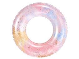 Boia Inflável Infantil Para Piscina, Boia De Piscina Inflável Retrô Em Pvc Com Listras E Borboleta Rosa Com Lantejoulas.