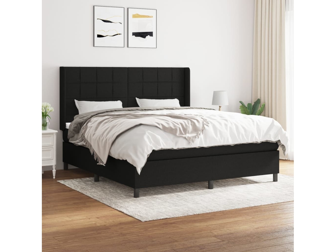 Vidaxl Cama Com Molas/colchão 160x200 Cm Tecido Preto