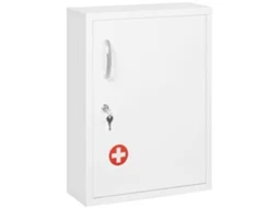 Armário De Aço Para Medicamento Aço Laminado A Frio Cor Branco 40x15x53,5 Cm Kleankin