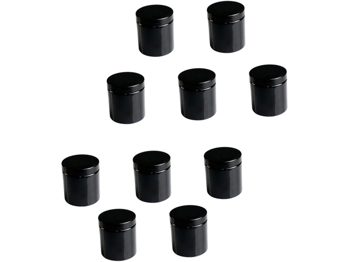 Com 10 Potes Cosméticos Pretos De Pet De 500ml Com Abertura Larga, Potes Recarregáveis Para Creme.