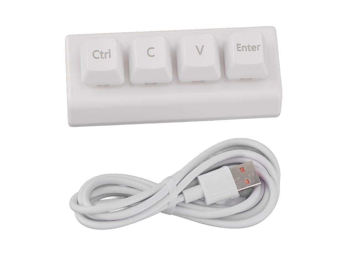 Teclado Mecânico Mini Programável 4 Teclas com Interruptor Vermelho para Gaming e Escritório Branco | S/MARCA
