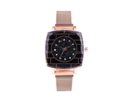 Relógio de Pulso Feminino Casual Quartzo com Pulseira de Malha Ouro Rosa