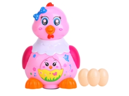 Ats brinquedo Educatsivo Eléctrico Galinha Pequena Bota Ovos com Luzes Coloridas e Música Divertida Rosa
