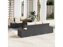 Vidaxl Conjunto De Sofá De Jardim 6 Unid. Preto E Creme