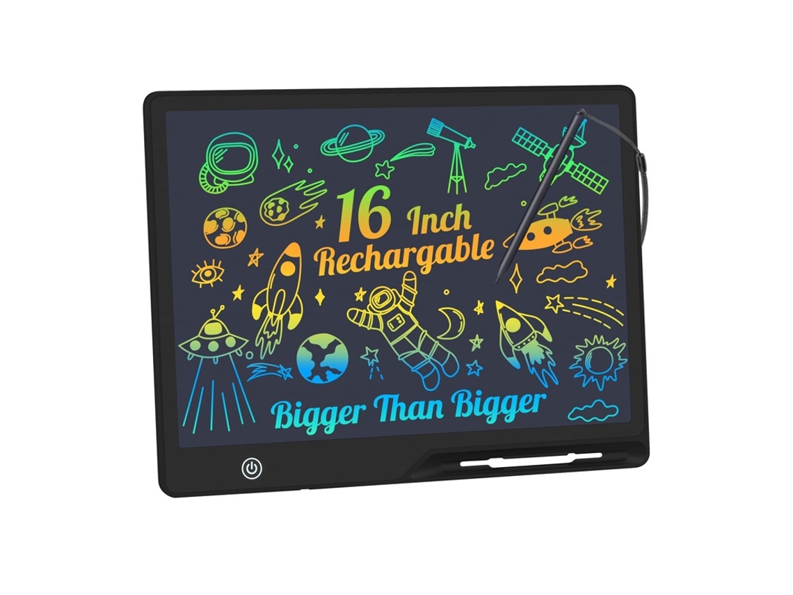 Tablet De Escrita Lcd, 16 Polegadas, Lcd, Preto Monocromático, Para Desenho, Notas E Aprendizagem Infantil Tressino