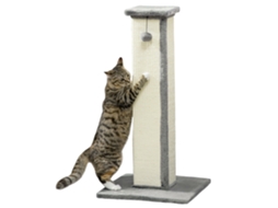 Arranhador de Gato Altura 81 Cm Arranhador de Gato com Poste de Sisal e Bola Pendurada 41x41x81 Cm Cinza Ge