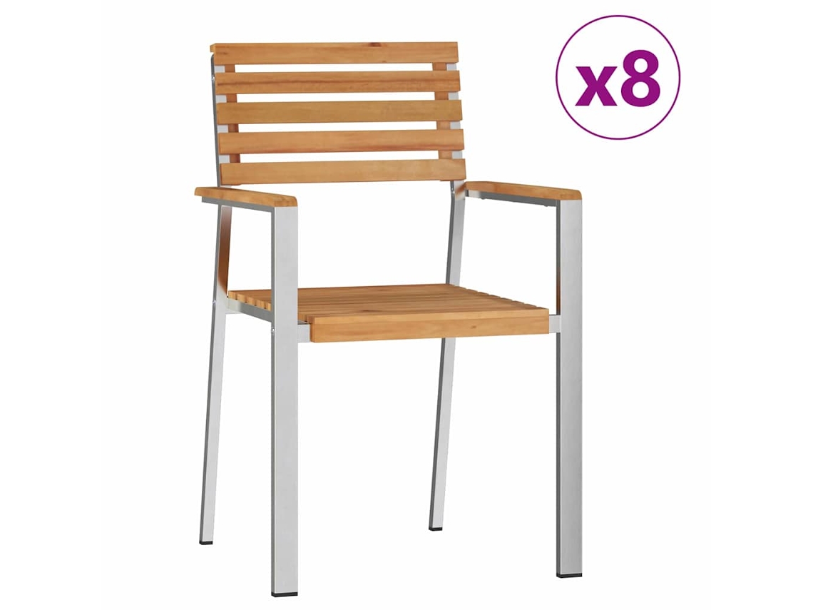 Maison Exclusive - Cadeira De Jardim 8 Pcs Óleo Natural Madeira De Teca Sólida