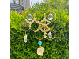 Colgante De Cristal Para Ventana Abeja Con Hexágono De Miel Y Prismas De Cristal Para Decoración Hogar Regalo Amarillo