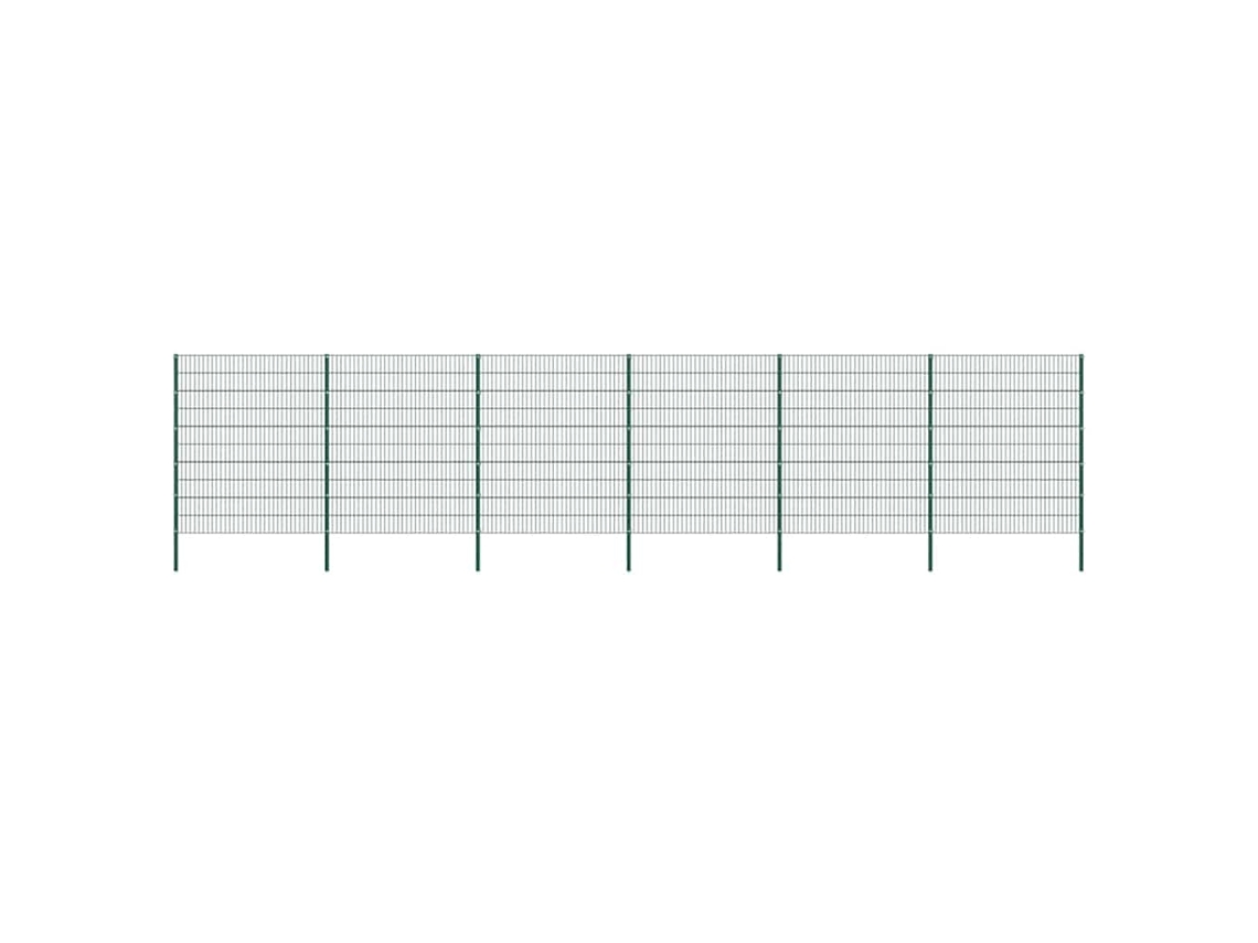 Vidaxl Painel De Vedação Com Postes De Ferro 1040x200 Cm Verde
