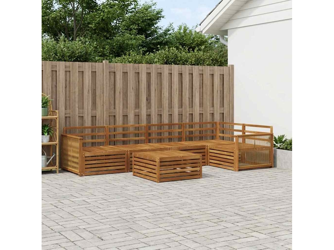 Vidaxl Conjunto De Sofás Para Exterior 6 Unid. Natural