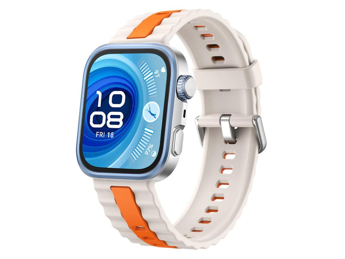 Bracelete Para Huawei Watch Fit 4 Pro / Fit 4 / Fit 3 - Silicone Bicolor - Listras Verticais Starlight + Laranja