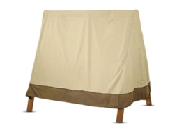 Capa Impermeável Para Baloiço De Jardim De 3 Lugares, Tecido Oxford 210d, Resistente Aos Raios Uv, Bege, Dimensões: 182 X 139 X 170 Cm