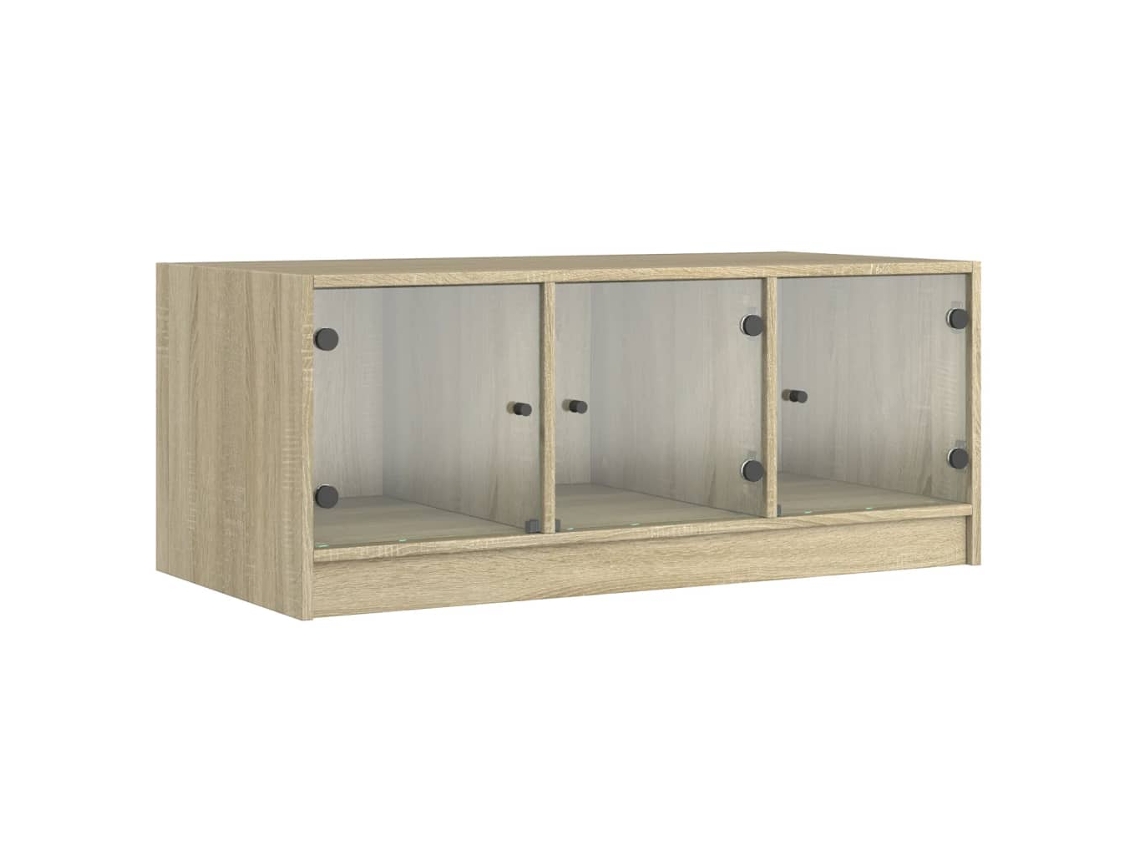 Mesa de Centro com Portas de Vidro Carvalho Sonoma MAISON EXCLUSIVE (102x50x42 cm)