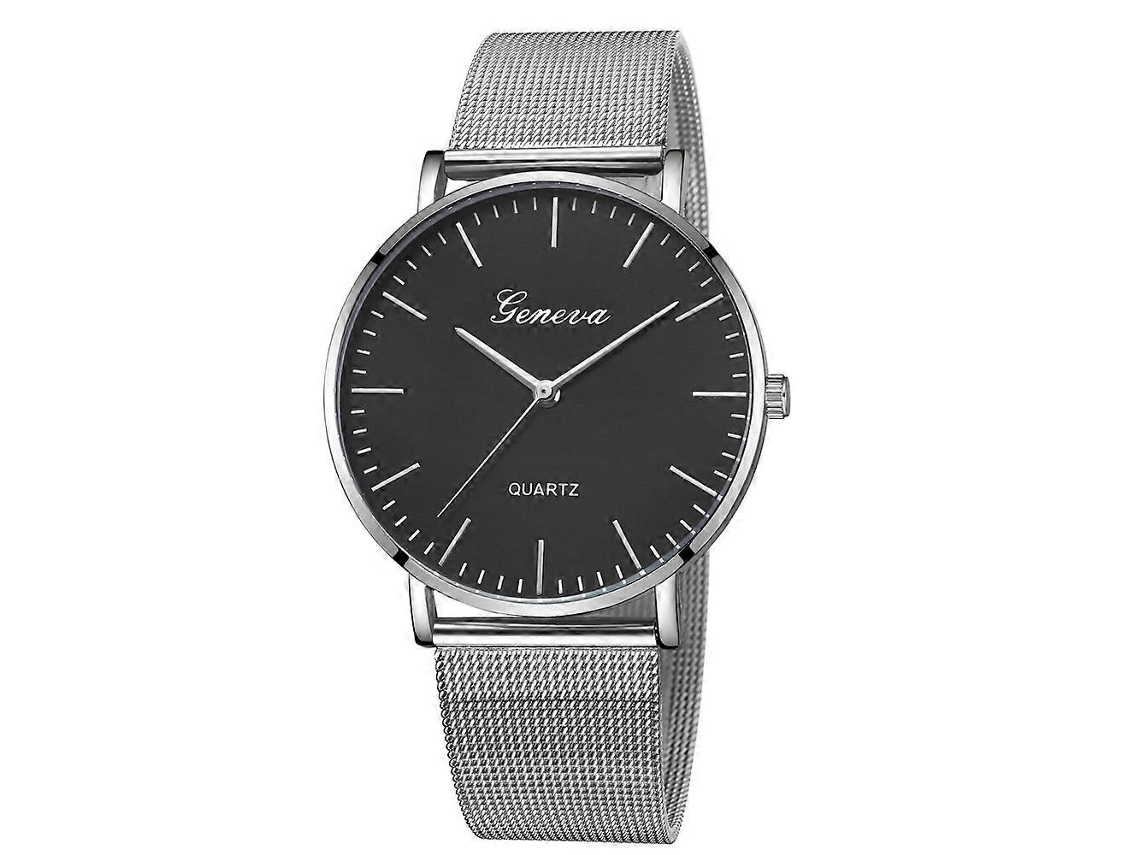 Relógio Geneva Fashion Quartz Para Homens E Mulheres Com Pulseira De Aço Inoxidável Em Malha.