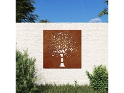 Vidaxl Decoração P/ Muro De Jardim 55x55 Cm Aço Corten Design Árvore