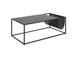 Mesa de Centro Retangular Porta revistas MDF e Metal Preto S/MARCA