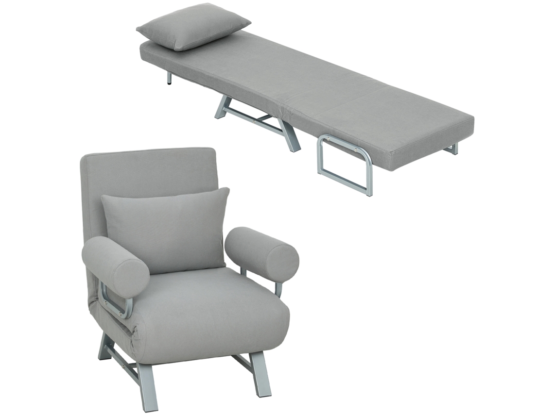 Cama De Poltrona , Poltrona Estofada, Conversível Para Cama De Hóspedes, Ergonômica, Cinza Claro