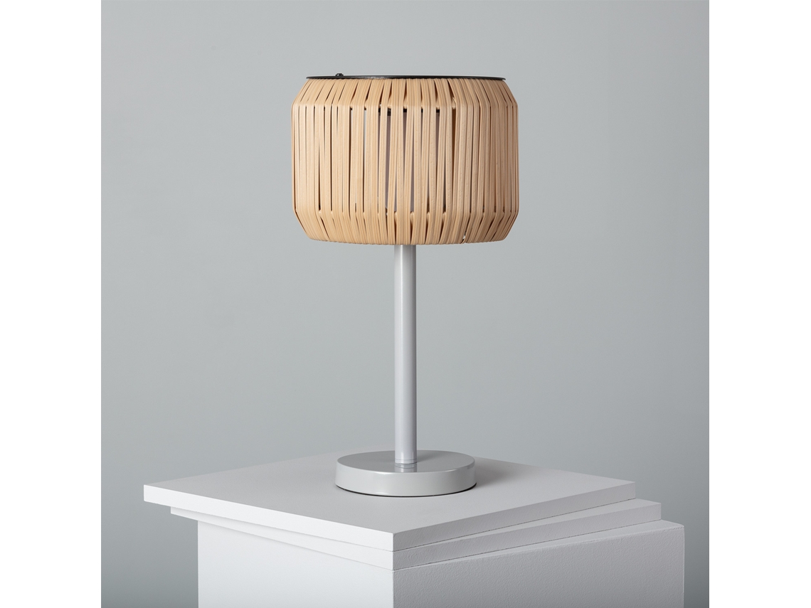 Candeeiro De Mesa De Exterior Solar Led Em Rattan Nygala Natural