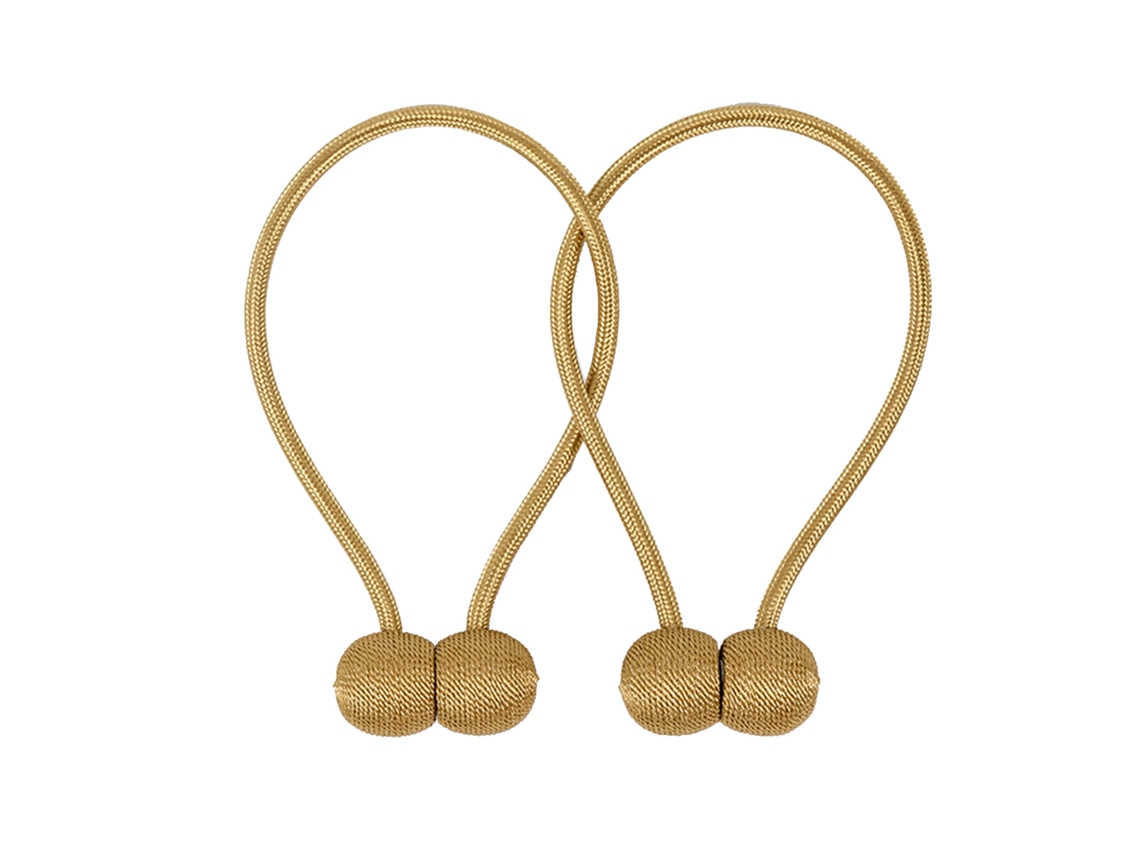 Corda de Cortina Magnética Pérolas Poliéster Dourado Sala Quarto S/MARCA