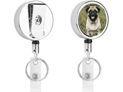 Porta Crachás Retráteis Padrão Com Imagem De Pug Enfermeiros, Com Clipes Divertidos E Argola Chaveiro, Porta